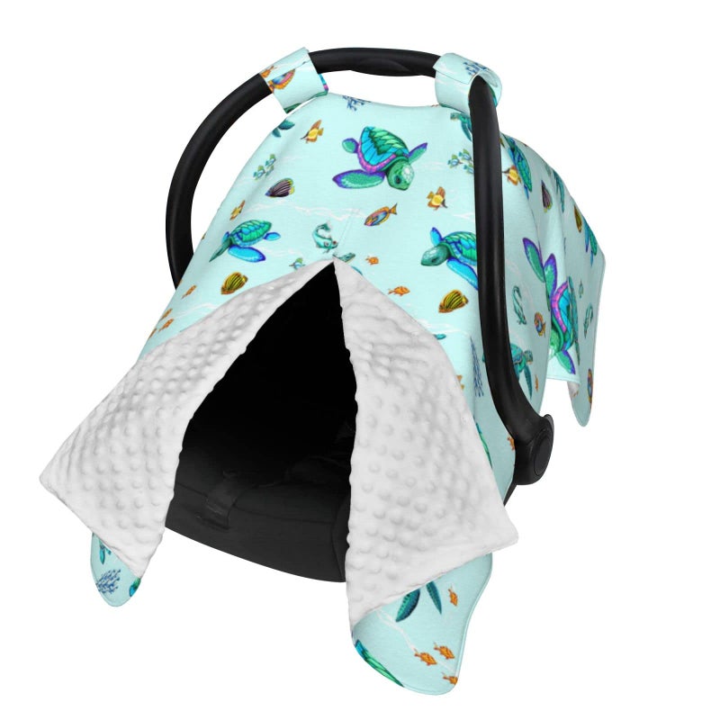 Mcewoel Sea Turtle Baby Car Seat Cover in Winter Summer  Nursing Cover for Mom  Turtle Stuff for Baby Boys Girls - Image 2